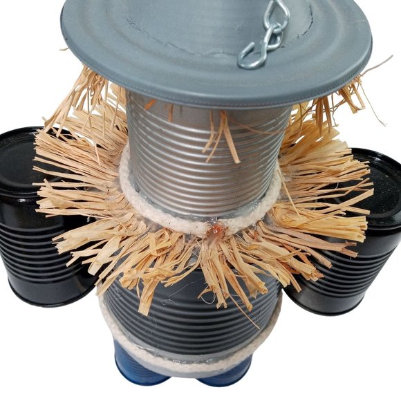 Folk Art Tin Man Scarecrow Sculpture Wizard Of Oz SHORT Recycled Robot Vintage 1 - Picture 8 of 15